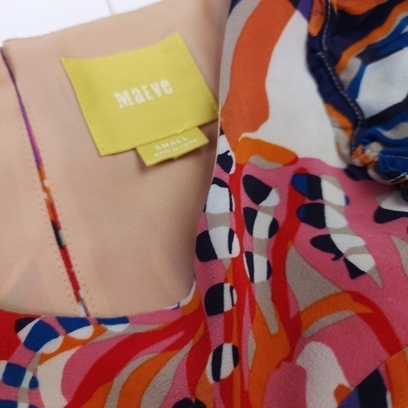 Maeve Anthropologie Blue Pink Orange Floral Silk Dress Sz S - Picture 3 of 16